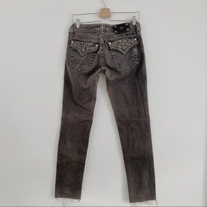 Miss Me Skinny Gray Bling Pocket Jeans Size 28